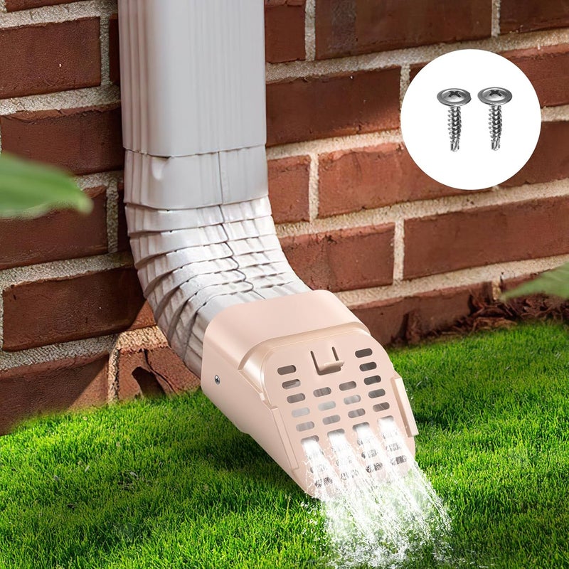 Lebenwell 3"x4" Type-A Gutter Downspout Extensions Gutter Downspouts Downspout Diverter Outlet Filter and Leaf Guard for Bottom of Downspouts Extender Adapter for 3 inch x 4 inch downspout Limestone - Image 3